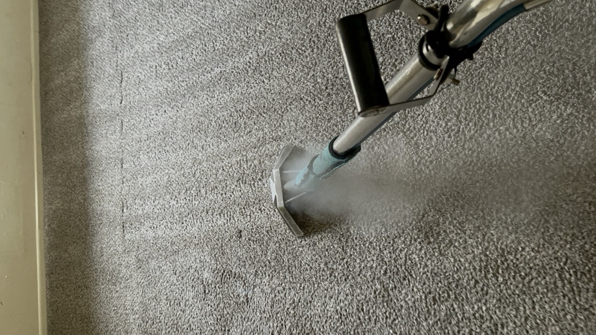 Carpet with fresh clean passes visible